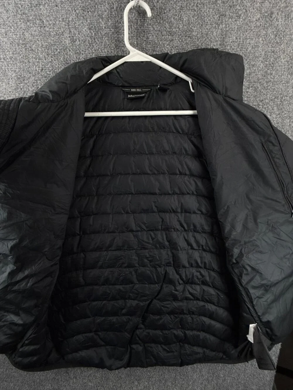 Marmot Men 600 Fill Black Down Insulated Winter Jacket Size Large Zip Pockets